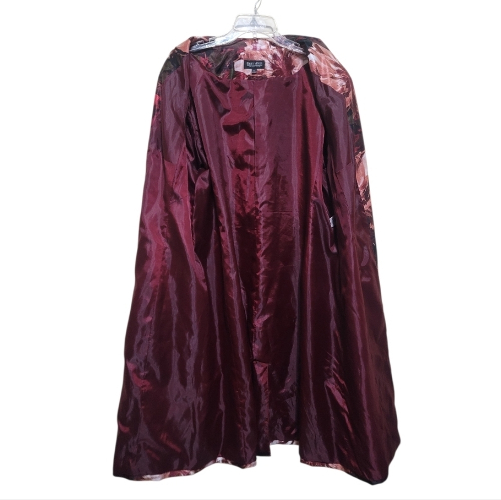 John Meyer Floral Burgundy Floral Patterned Long Coat Size 24W - Picture 5 of 10